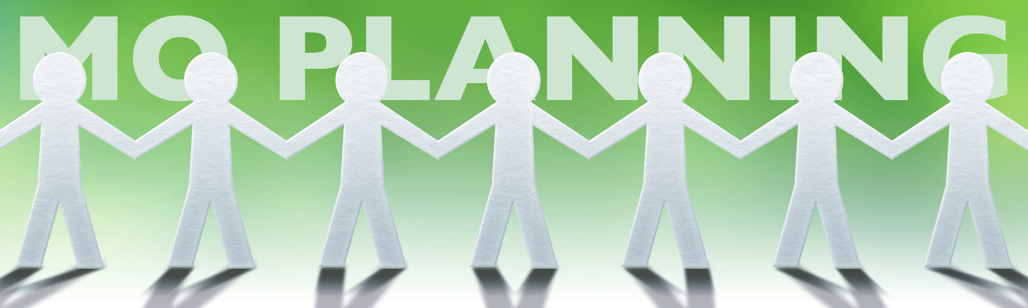 手をつなぐ人物を型どった紙の型の整列